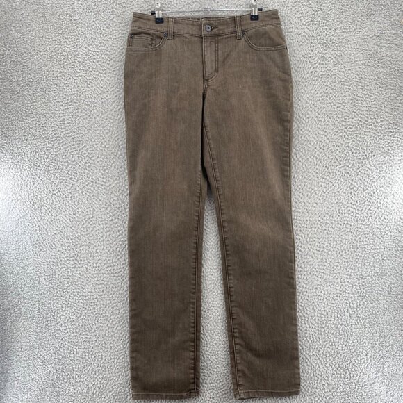 Chicos Jeans Womens 0.5 US 6 Brown Platinum Denim Ultimate Fit Slim Leg Stretch - Picture 1 of 11